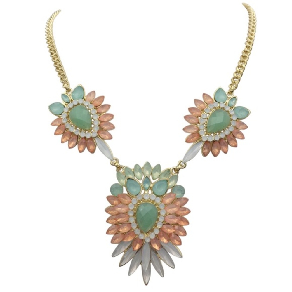 Multicolor Abstract Burst Colorful Gem Necklace